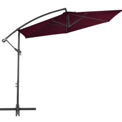 Parasol Ogrodowy Składany Bordowy z Podstawą Na Taras Balkon 300 cm