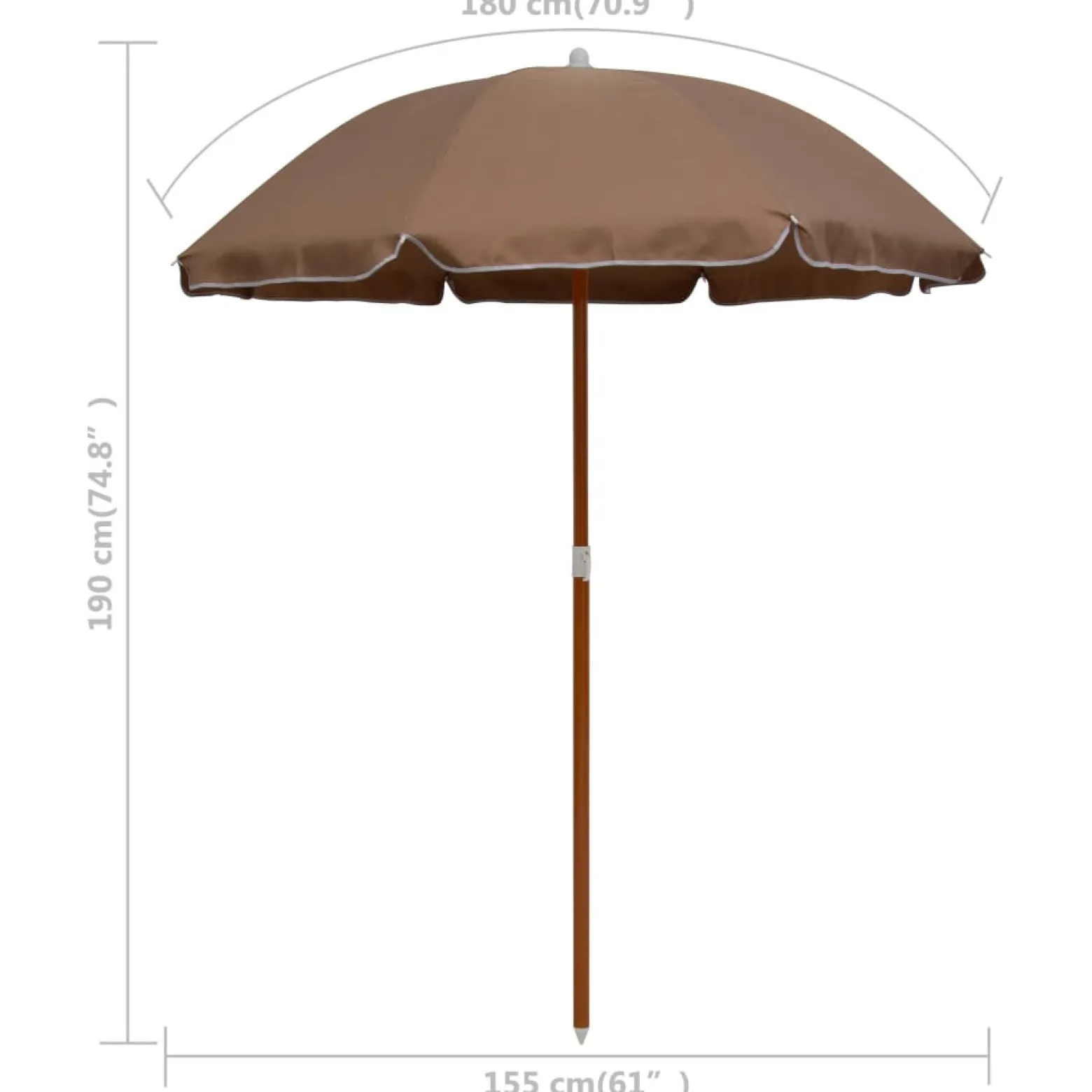 Parasol ogrodowy Taupe 180 cm vidaXL