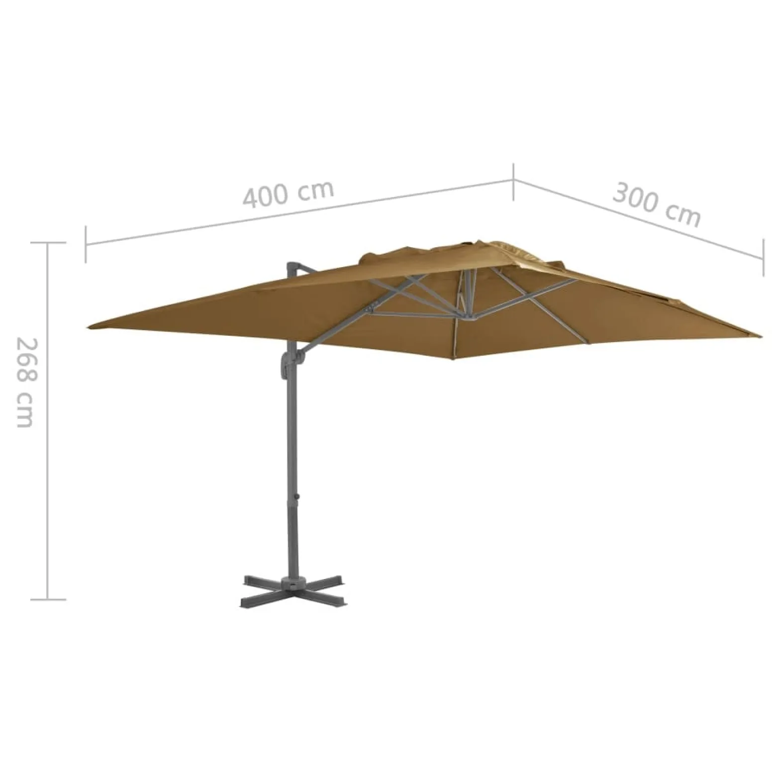 Parasol ogrodowy Taupe 3 x 4 m vidaXL