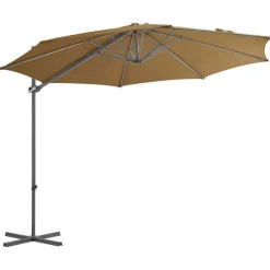 Parasol Ogrodowy Taupe z Podstawą Wiszący Składany Na Taras Ogród Balkon