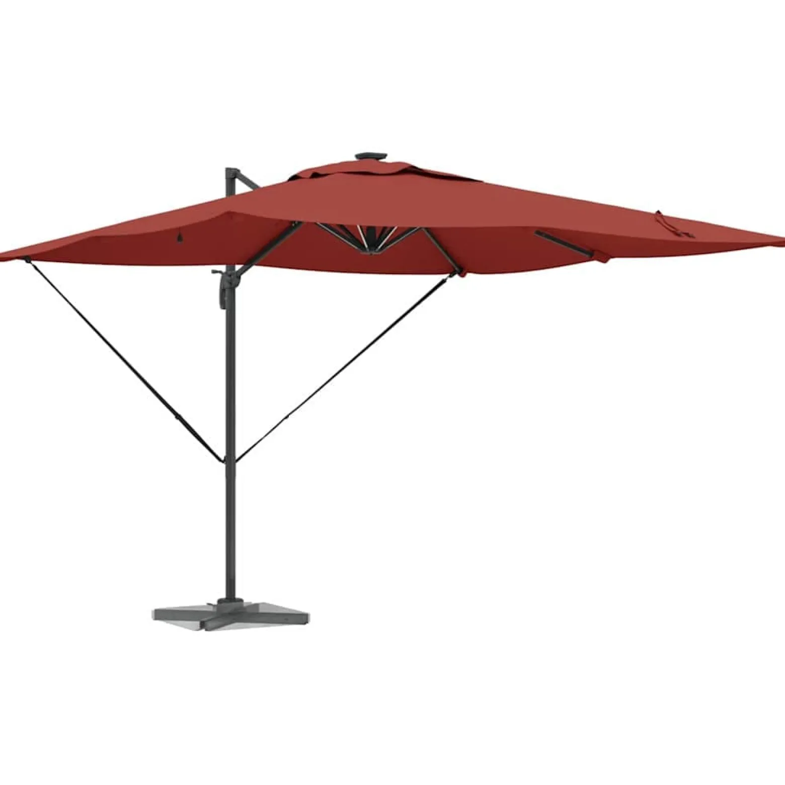 Parasol Ogrodowy Terakota Składany z Podstawą Na Taras Ogród LED 286 x 284