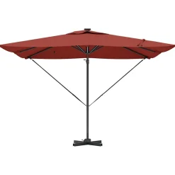 Parasol Ogrodowy Terakota Składany z Podstawą Na Taras Ogród LED 286 x 284