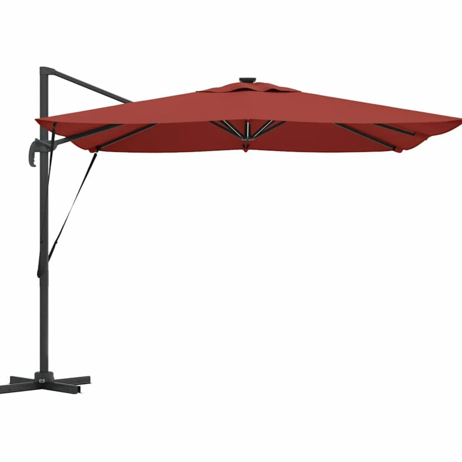 Parasol Ogrodowy Terakota Składany z Podstawą Na Taras Ogród LED 286 x 284