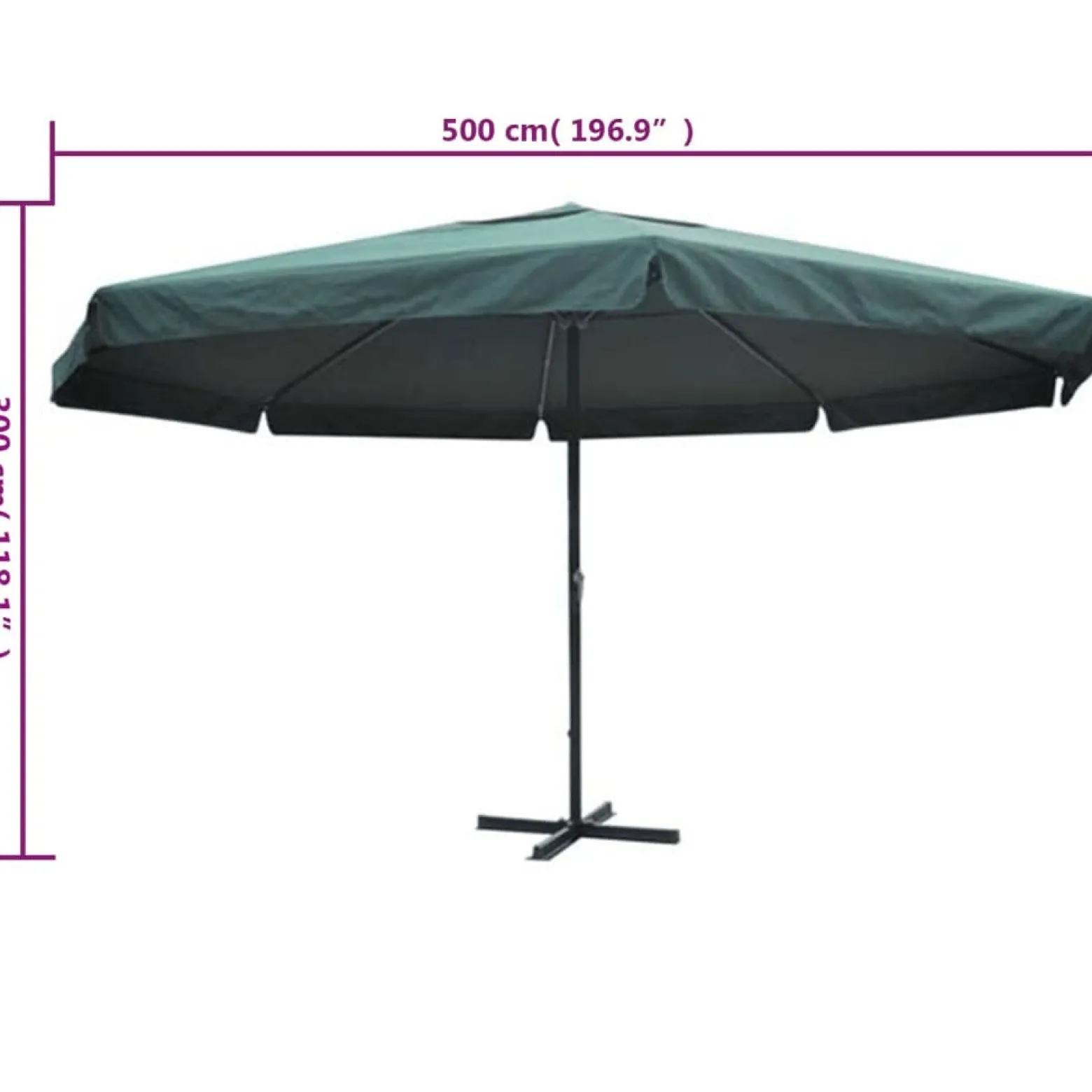 Parasol ogrodowy Zielony 500 cm vidaXL