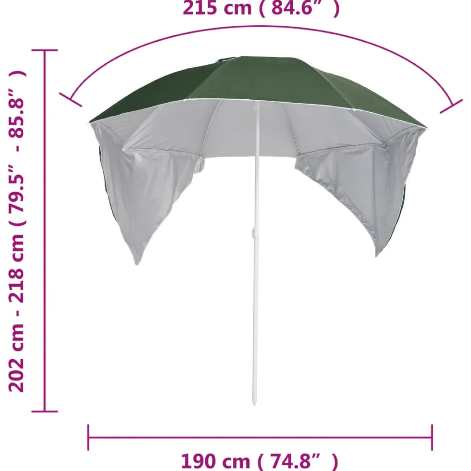 Parasol plażowy Zielony vidaXL