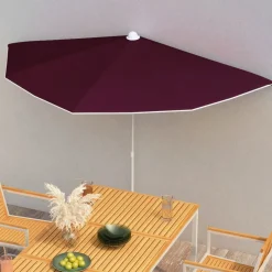 Parasol Półokrągły Ogrodowy Przyścienny Bordowy Na Taras Balkon Ogród