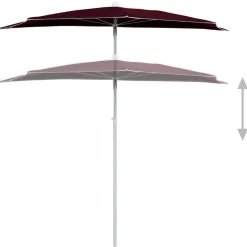 Parasol Półokrągły Ogrodowy Przyścienny Bordowy Na Taras Balkon Ogród