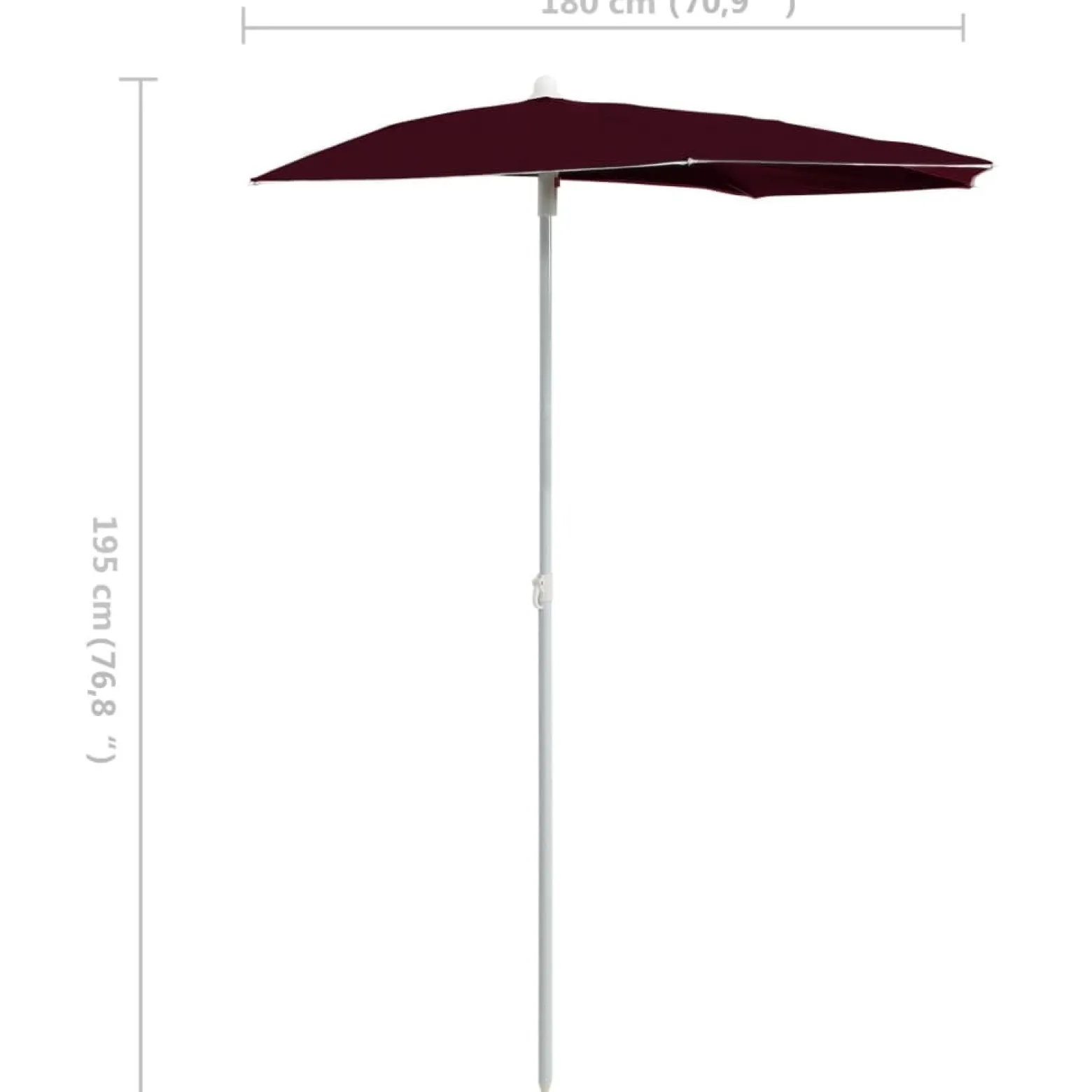 Parasol Półokrągły Ogrodowy Przyścienny Bordowy Na Taras Balkon Ogród