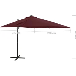 Parasol wiszący Czerwony 250 cm vidaXL