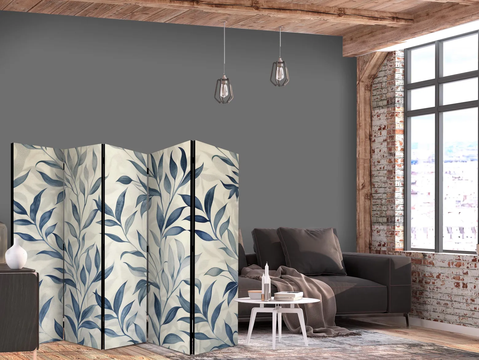 Parawan Jednostronny Delikatny Motyw Botaniczny 225x172cm