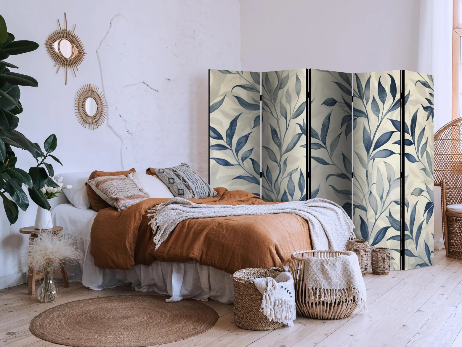Parawan Jednostronny Delikatny Motyw Botaniczny 225x172cm