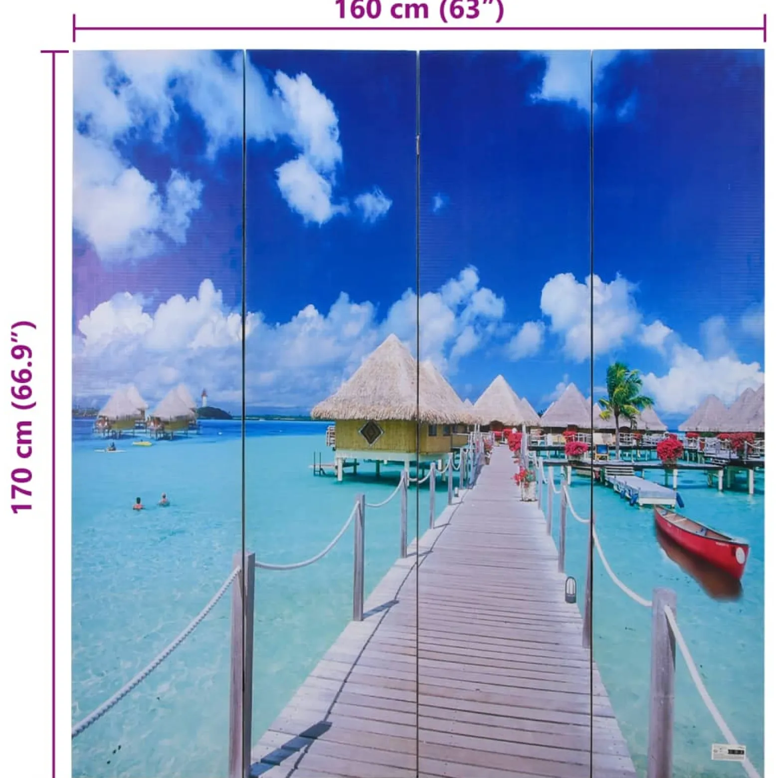 Parawan Pokojowy Dekoracyjny Parawan Składany Motyw Plaży 160x170 cm