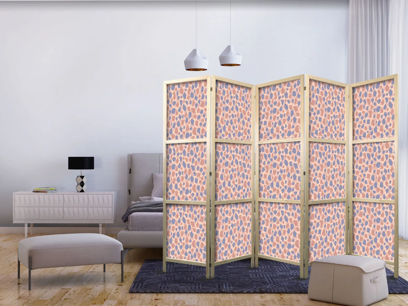 Parawan Japoński 5-panelowy Deseń Żyrafy 225x172cm