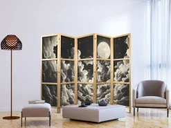 Parawan Japoński 5-panelowy Księżyc I Gwiazdy 225x172cm