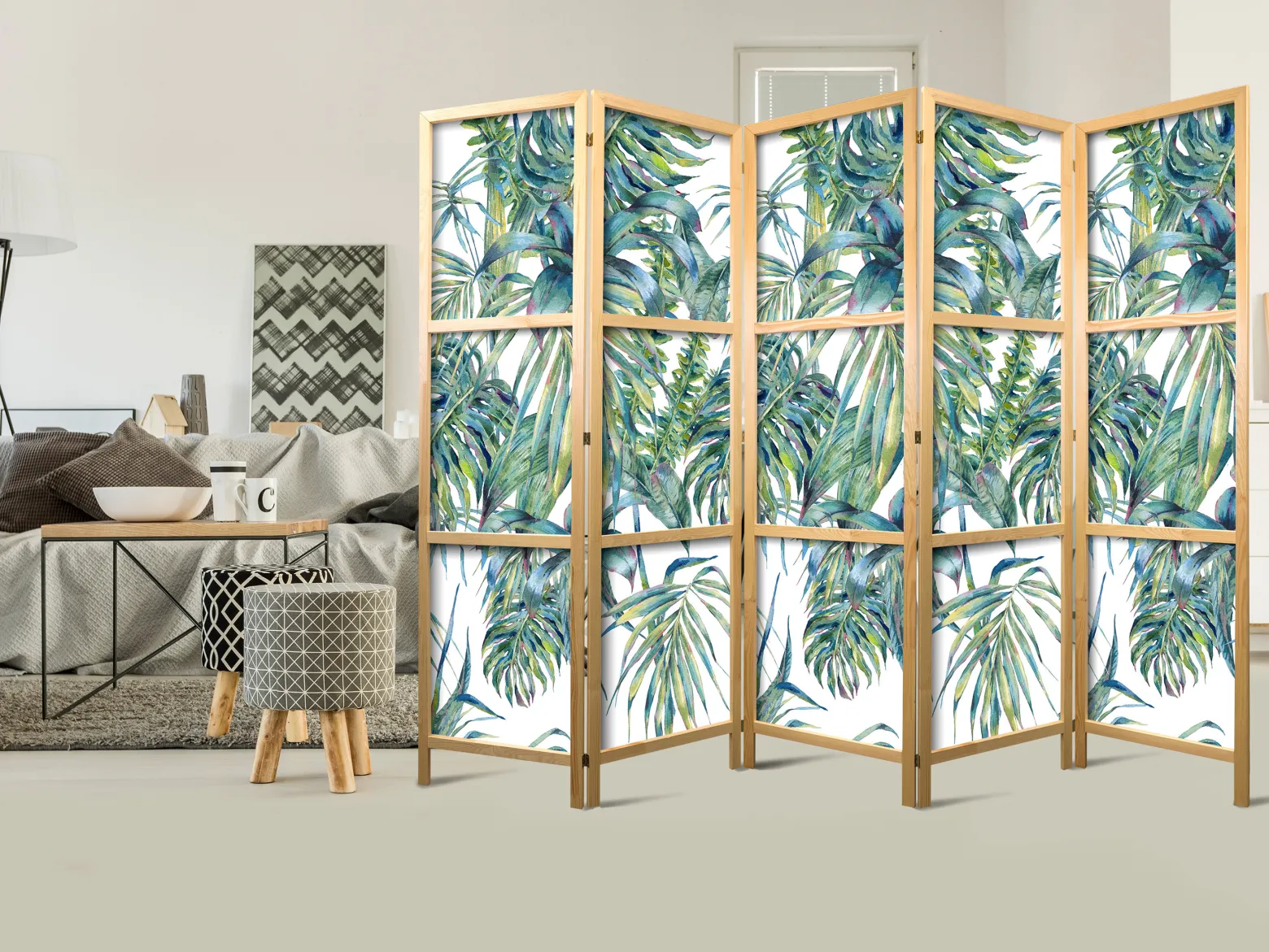 Parawan Japoński 5-panelowy Liście W Zenicie 225x172cm
