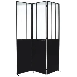 Parawan pokojowy Noam czarny 170x120 cm Industrialny dekoracyjny