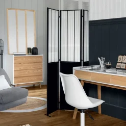 Parawan pokojowy Noam czarny 170x120 cm Industrialny dekoracyjny