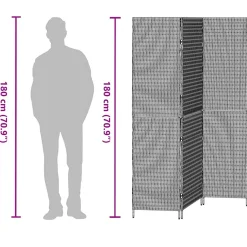 Parawan Pokojowy Składany Parawan Dekoracyjny Polirattan Beż 147 x 180 cm