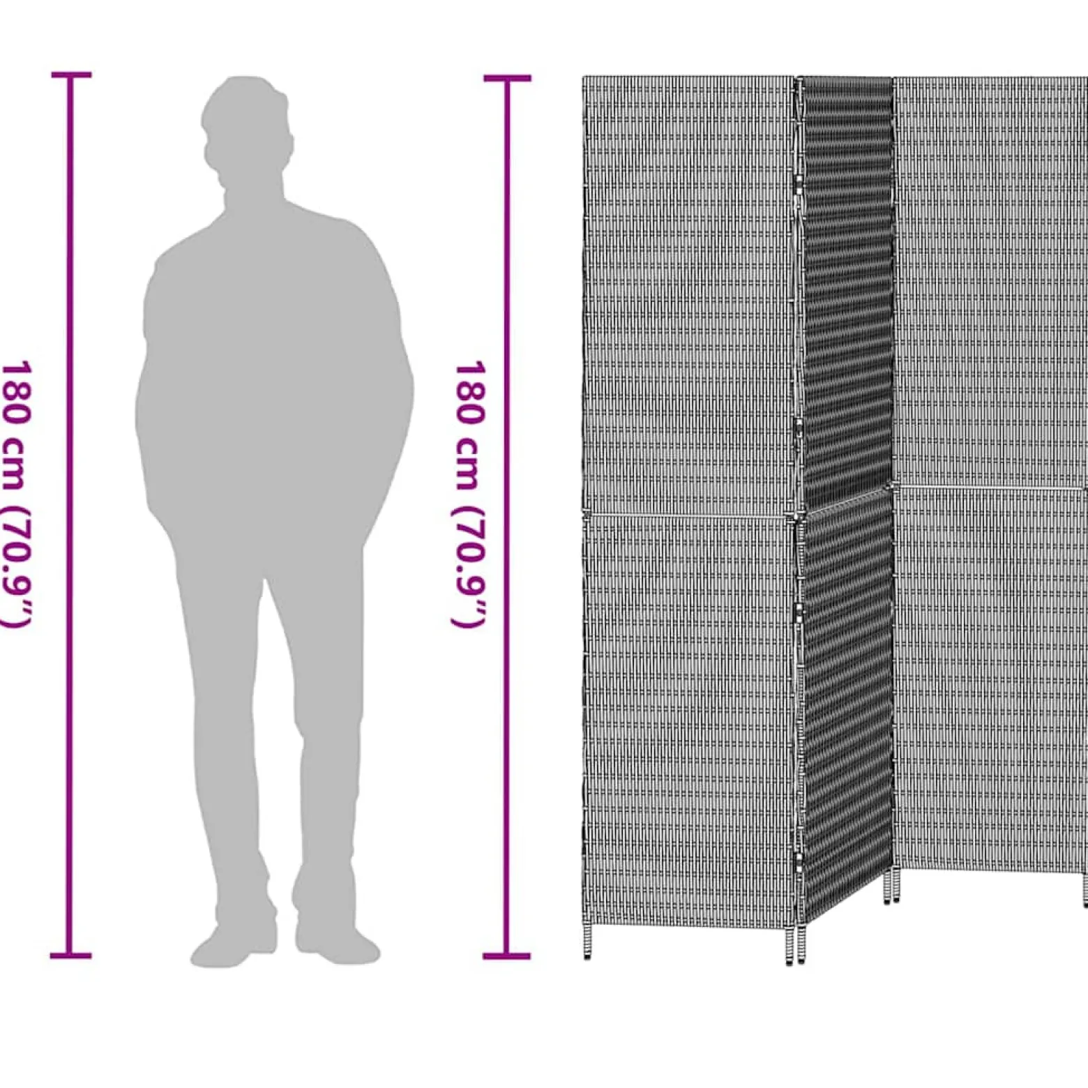 Parawan Pokojowy Składany Parawan Dekoracyjny Polirattan Beż 147 x 180 cm