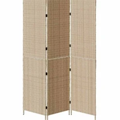 Parawan Pokojowy Składany Parawan Dekoracyjny Polirattan Beż 147 x 180 cm