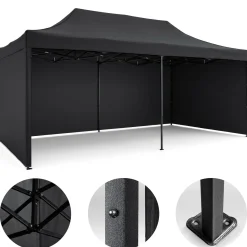 Pawilon ogrodowy Plonos PL-301 altana namiot handlowy 3x6x3 m czarny