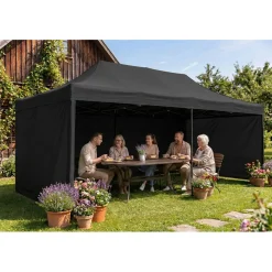 Pawilon ogrodowy Plonos PL-301 altana namiot handlowy 3x6x3 m czarny