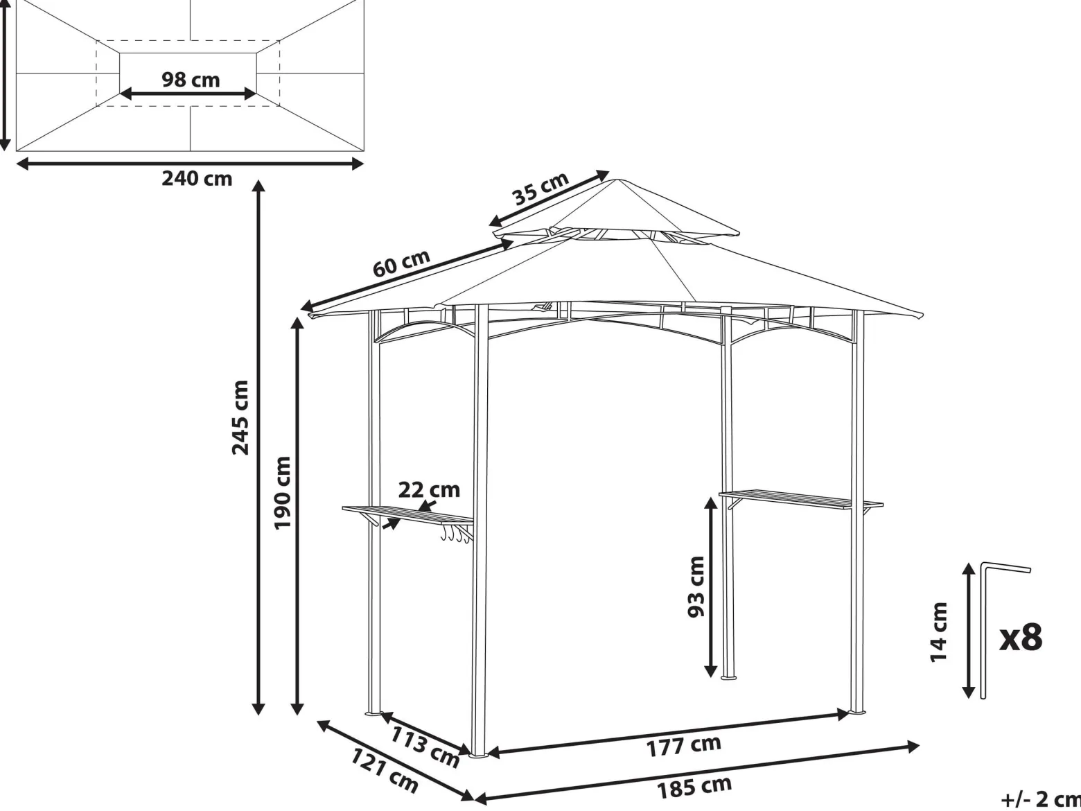 Pawilon ogrodowy 240 x 148 cm ciemnozielony
