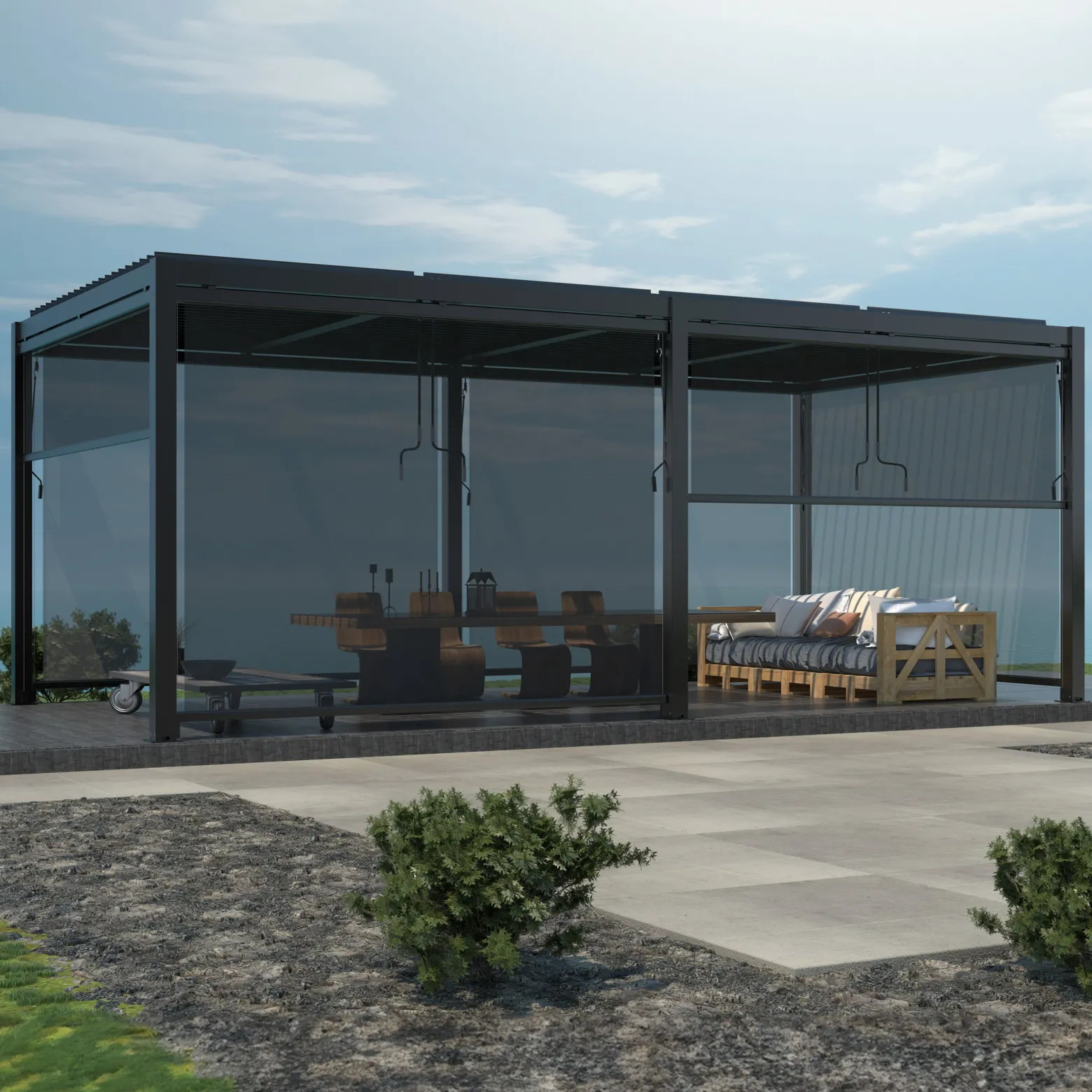 Pergola ogrodowa Luxe 7.8x4m aluminiowa z oświetleniem LED antracytowa