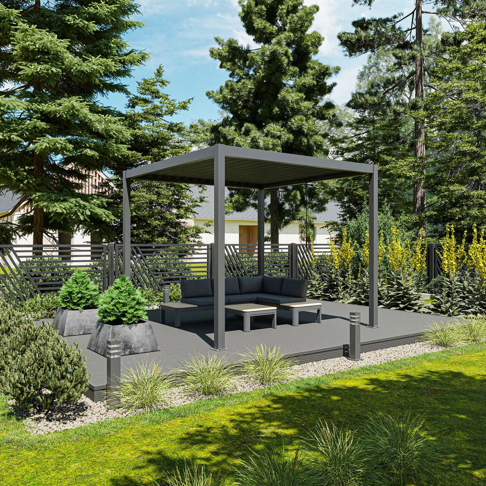 Pergola NORDVIC Skyline 3x3 m Antracyt, 100% Aluminiowa
