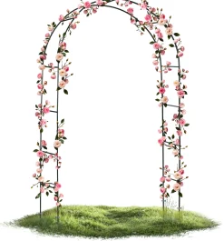 Pergola ogrodowa czarna łuk na kwiaty 240x140cm + kotwy Plonos
