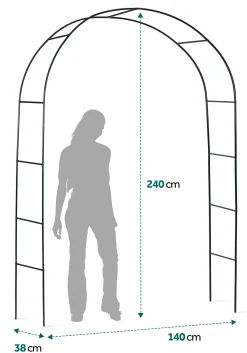 Pergola ogrodowa czarna łuk na kwiaty 240x140cm + kotwy Plonos