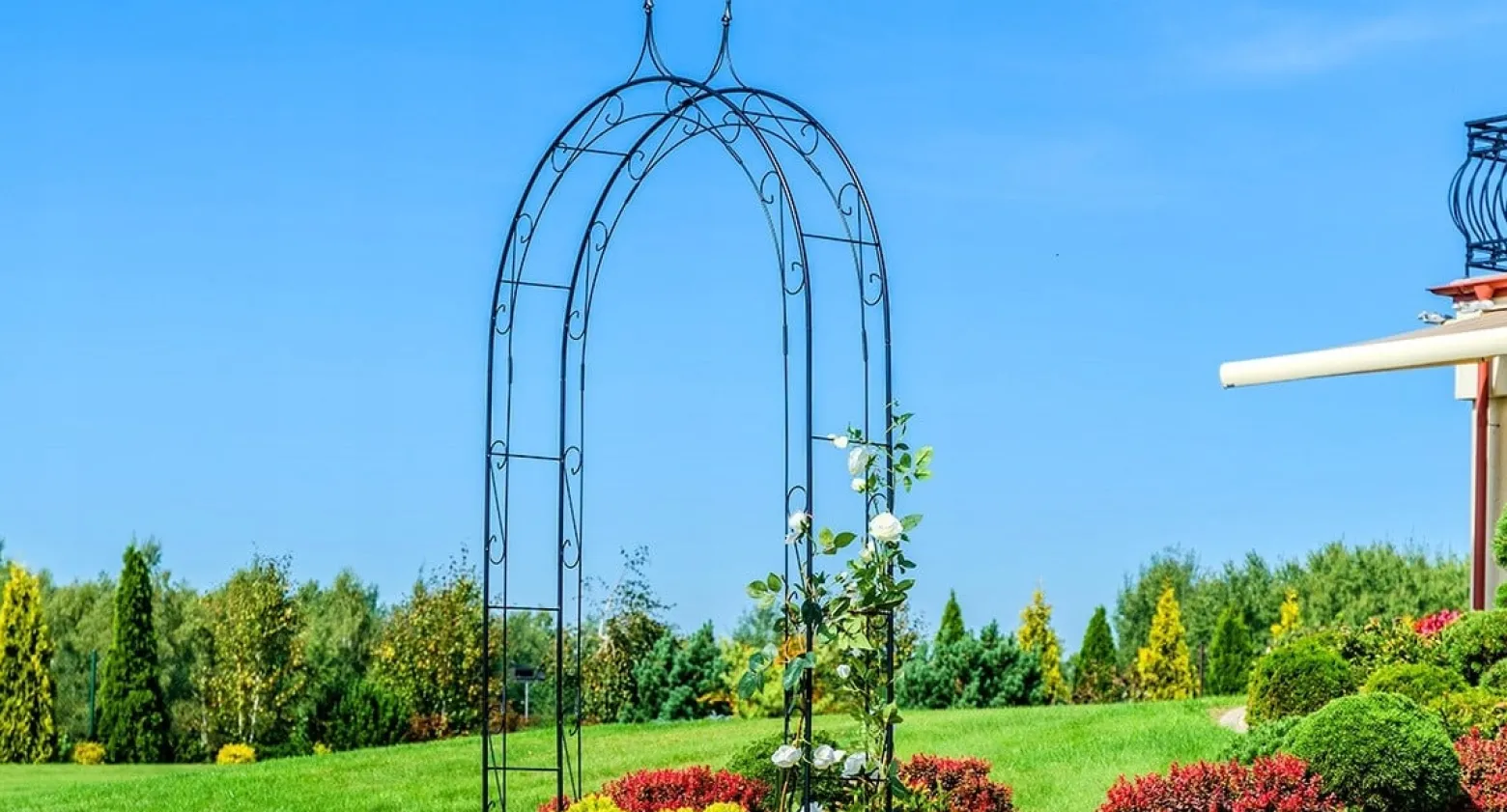 Pergola Ogrodowa Metalowa Łuk Na Kwiaty Róże 281cm