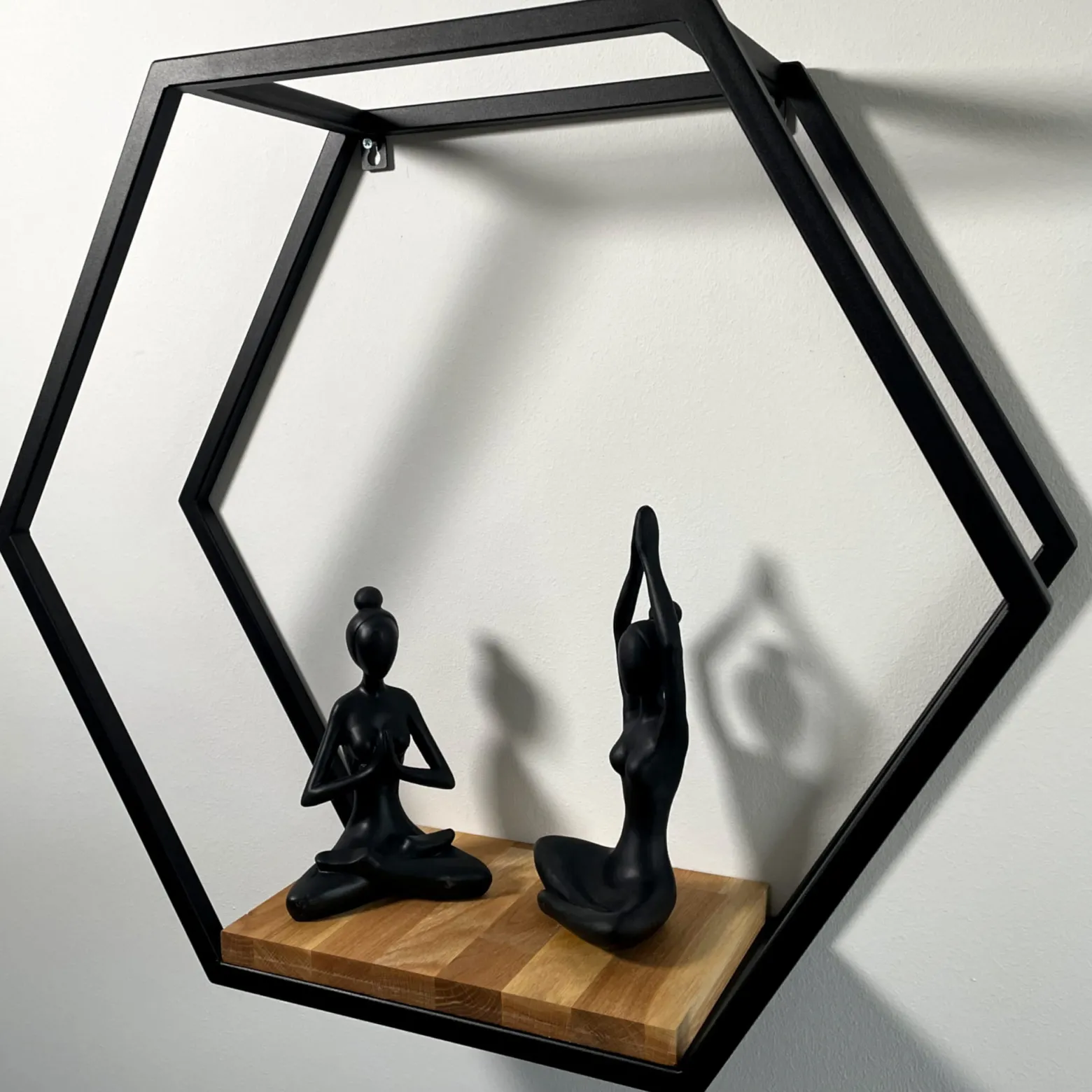 Półka loft hexagon dębowa 60cm 3d