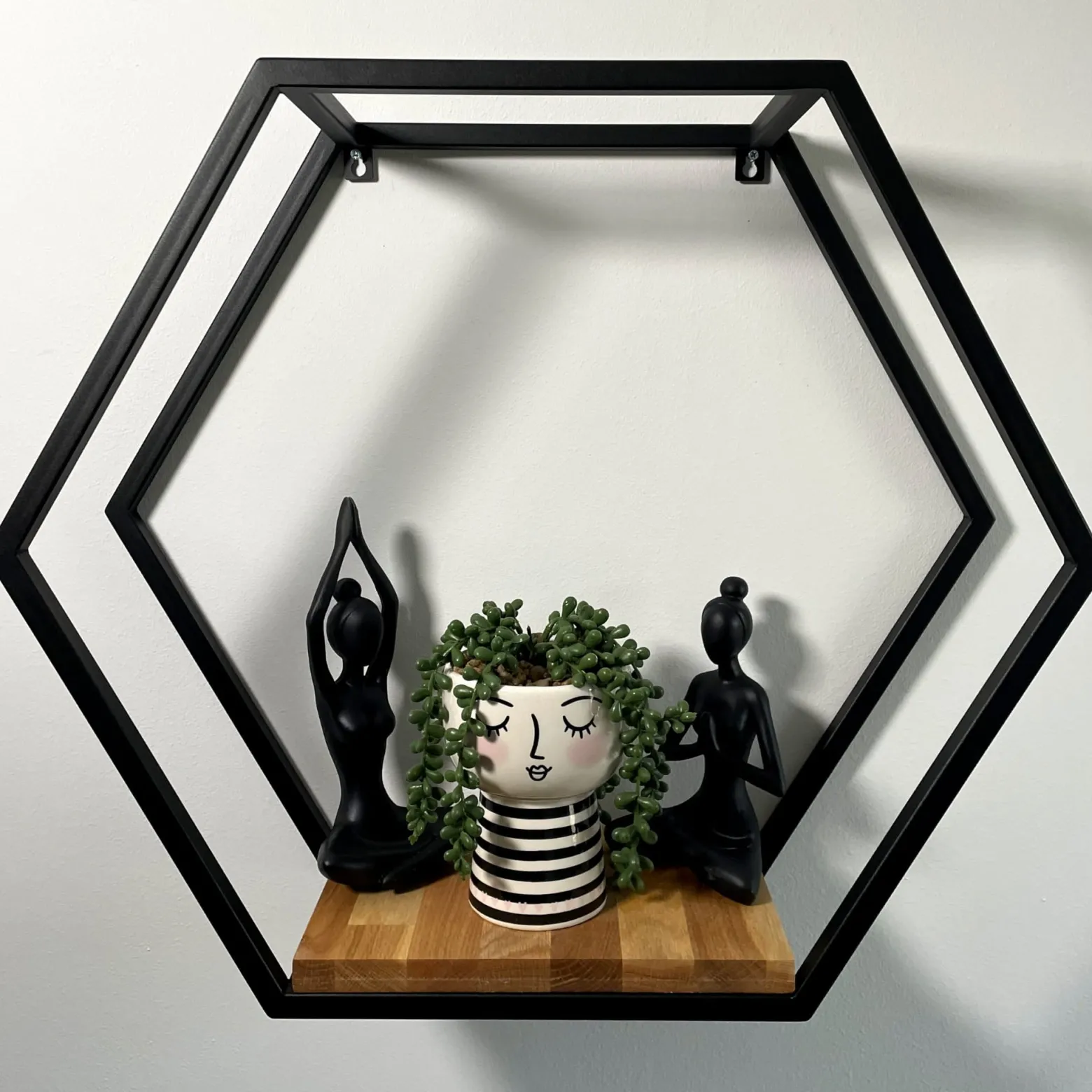 Półka loft hexagon dębowa 60cm 3d