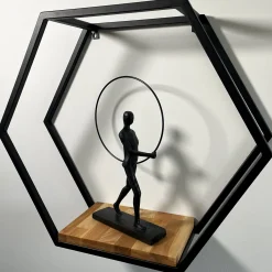 Półka loft hexagon dębowa 60cm 3d