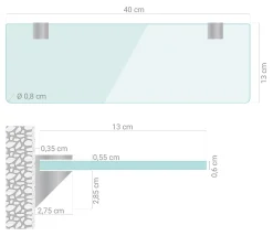 Półka szklana nowoczesna przezroczysta do salonu – 40x13 – Tulup