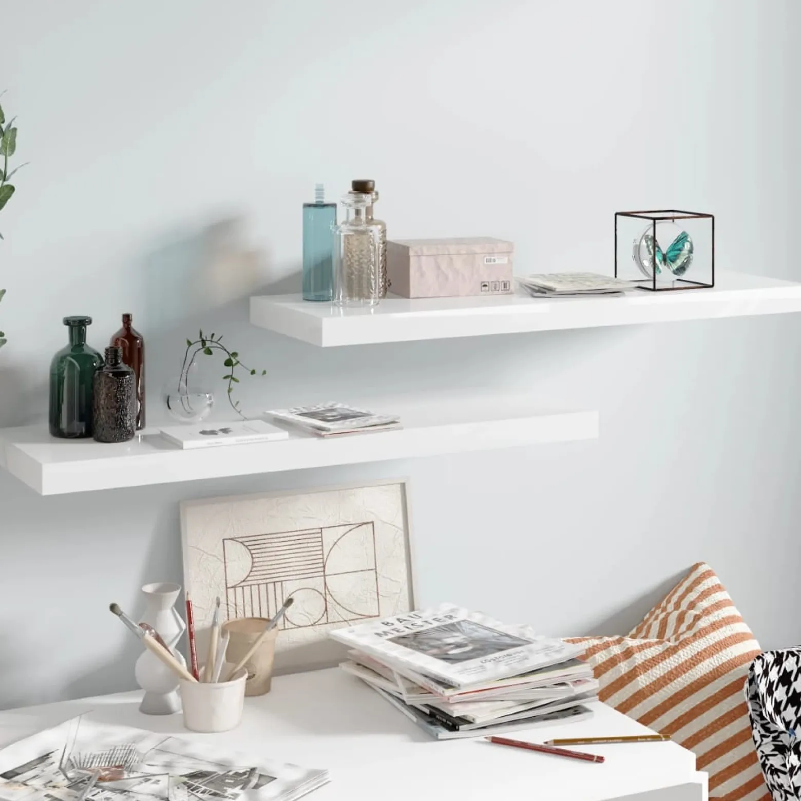 Półka ścienna Biały 80 x 23.5 x 3.8 cm MDF vidaXL