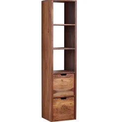 Półka Ścienna 150 cm Drewno Sheesham 5 Półek 2 Szuflady Nowoczesny