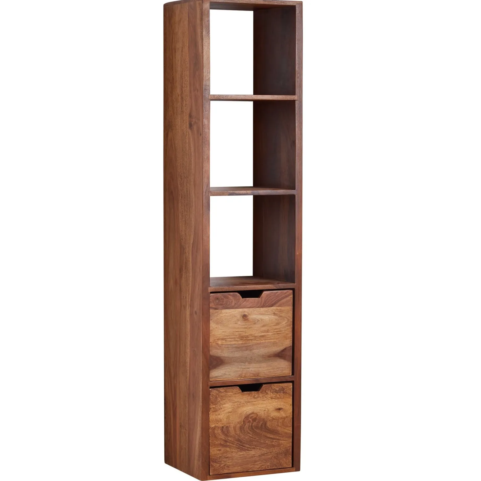 Półka Ścienna 150 cm Drewno Sheesham 5 Półek 2 Szuflady Nowoczesny