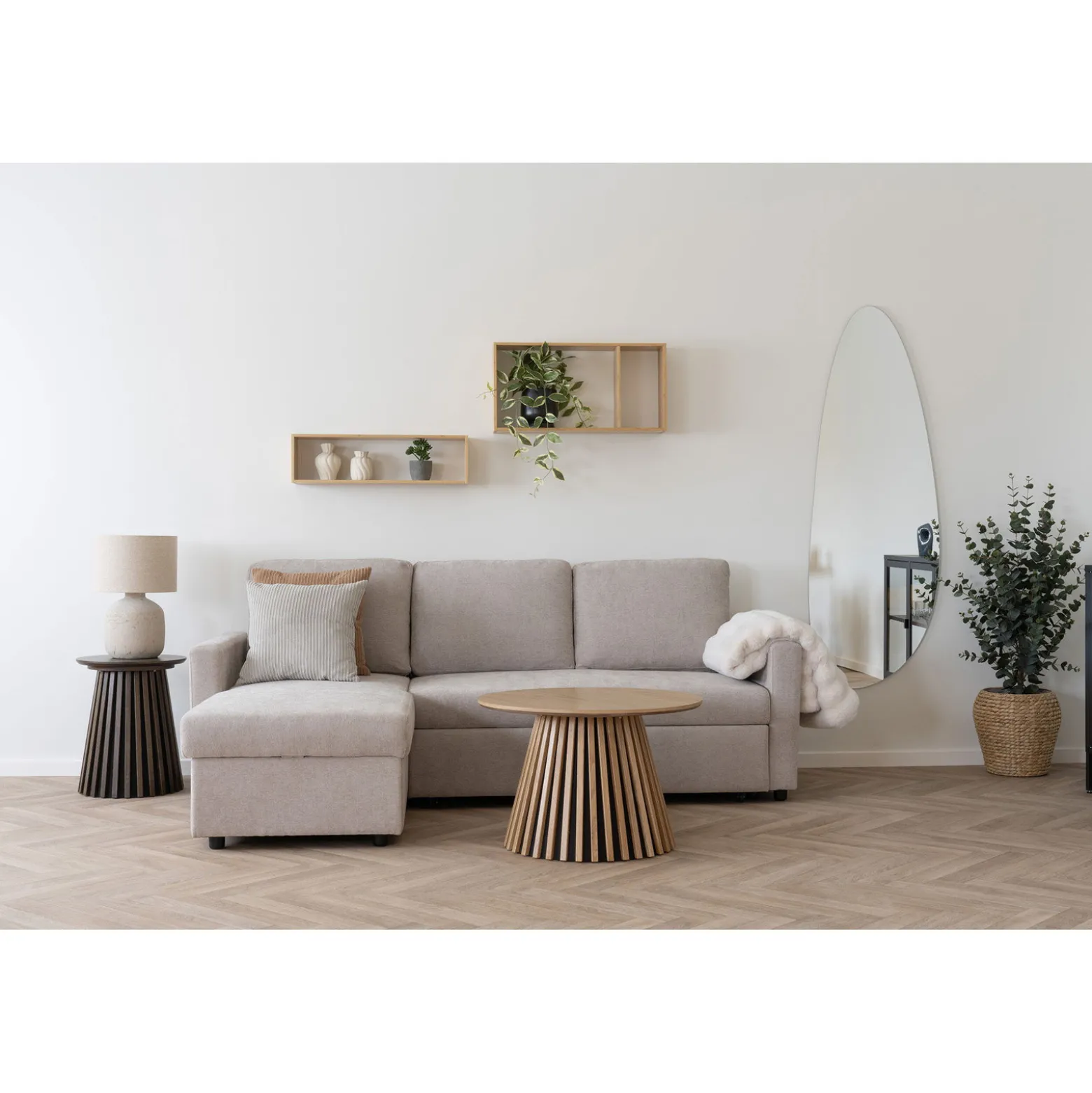 Półka ścienna Ember 70x15x35,5 cm bambusowa prostokątna