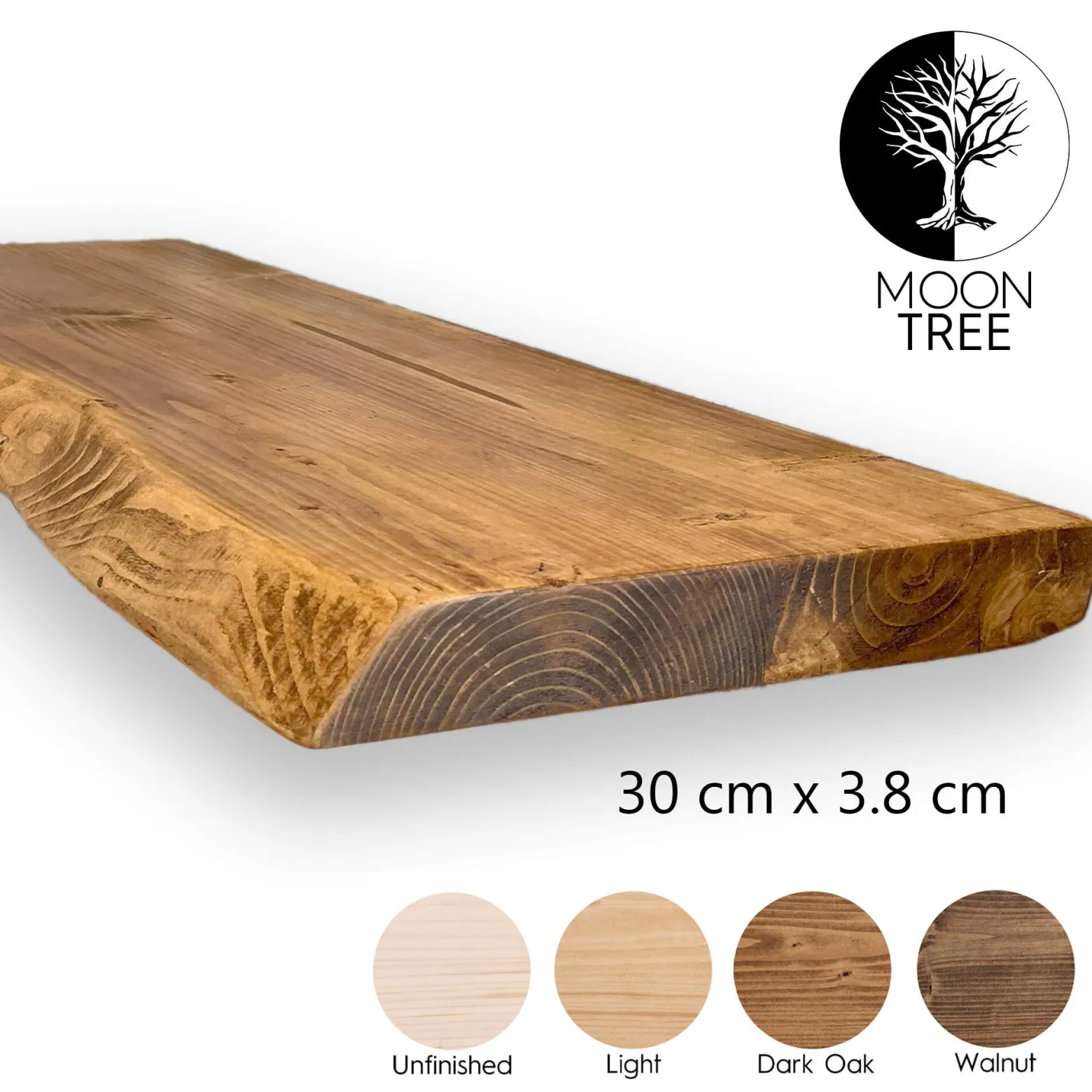 Półka ścienna MoonTree, 30 cm x 3,8 cm, 40 cm, ciemny dąb