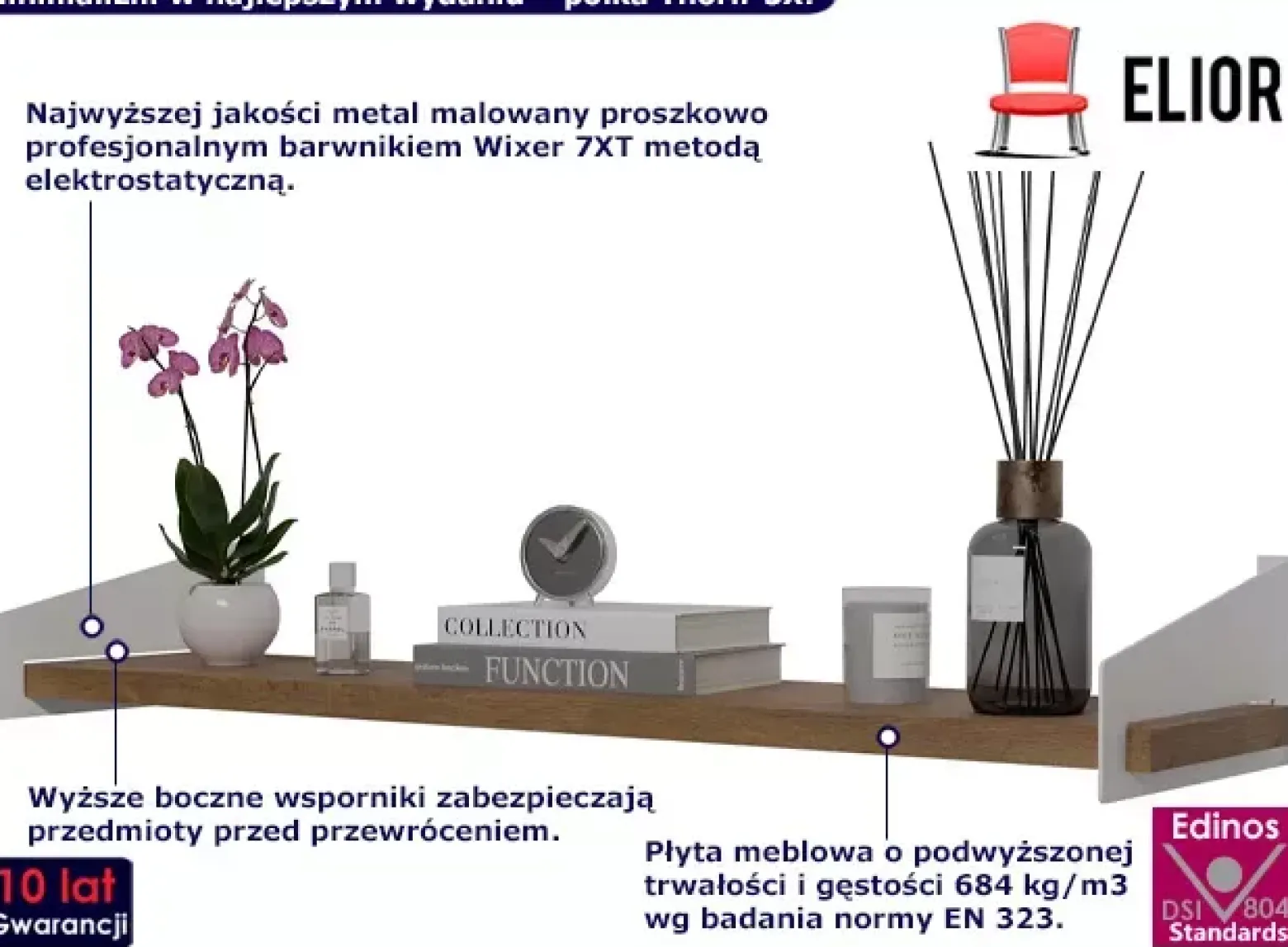 Półka ścienna na książki biały + dąb lancelot - Jorix