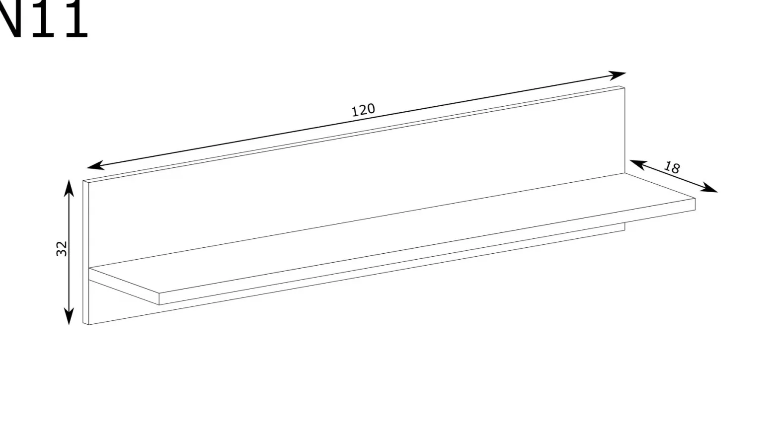 Półka ścienna Natural N-11 120 cm dąb ribbeck