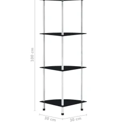 Półka Czarny Szkło 4-Tier vidaXL