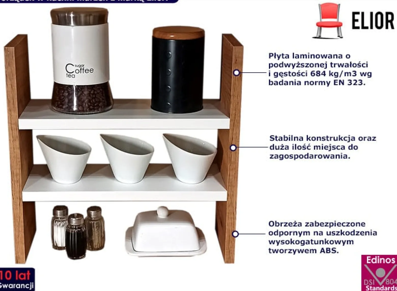 Półka kuchenna na przyprawy dąb craft + biały - Sarren