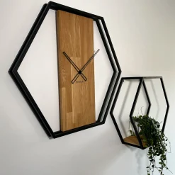 Półka loft hexagon dębowa 60cm 3d