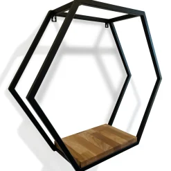 Półka loft hexagon dębowa 60cm 3d