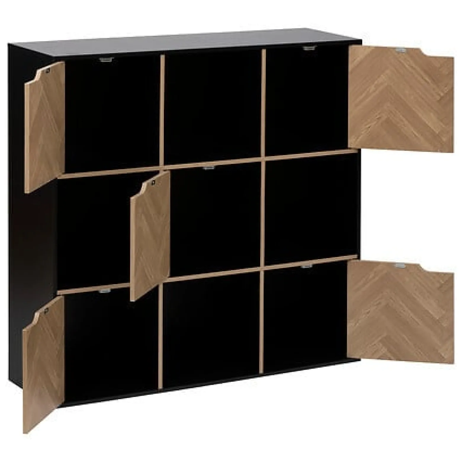 PÓŁKA Mix`n Door Chevrons Z 9 PRZEGRÓDKAMI naturalna/czarna
