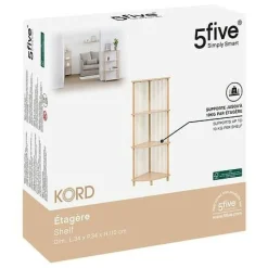 PÓŁKA NAROŻNA Kord naturalna 4-POZIOMOWA z mdf 34x34x110 cm