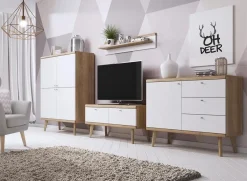 Półka wisząca PRIMO 107 cm Biały + Dąb Riviera